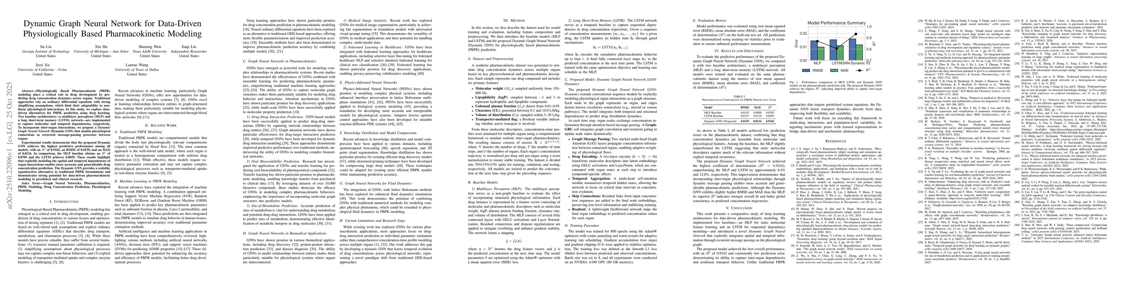Thumbnail for Dynamic Graph Neural Network for Data-Driven Physiologically Based
  Pharmacokinetic Modeling