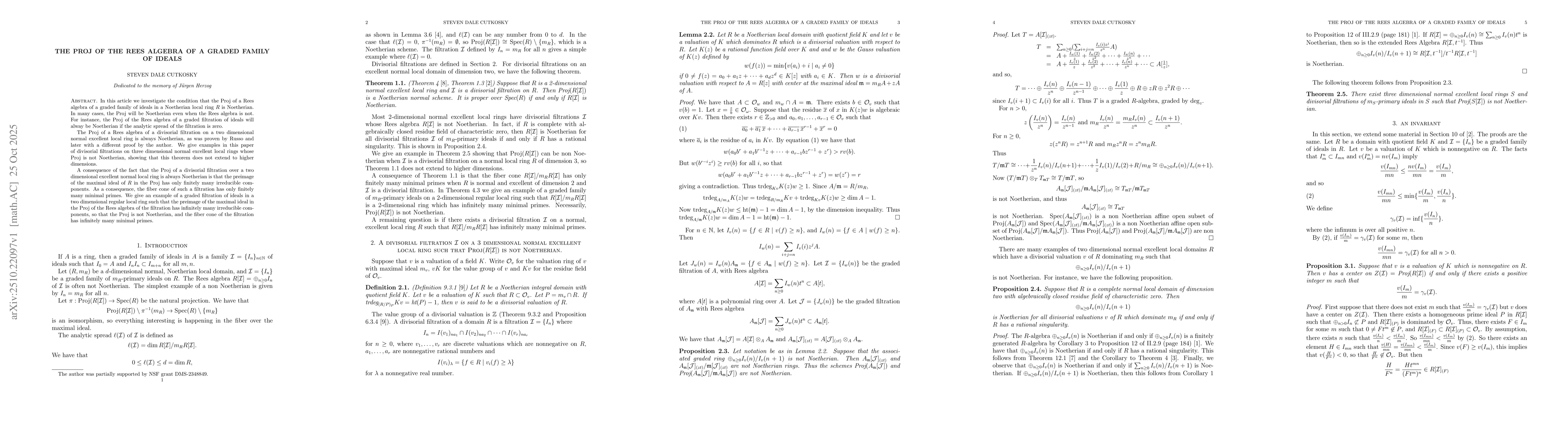 Thumbnail for The Proj of the Rees algebra of a graded family of ideals