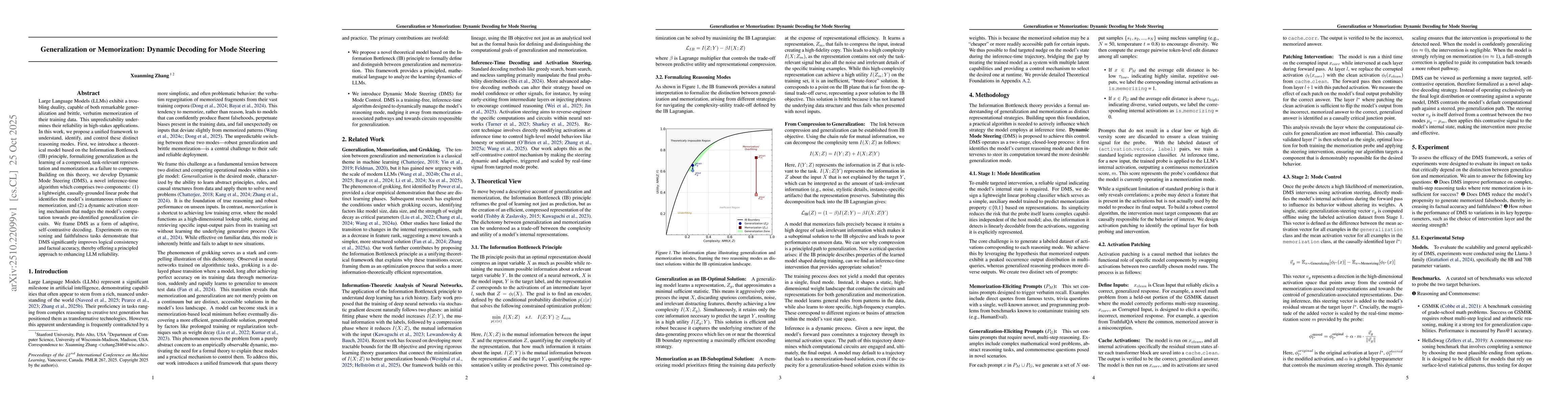 Thumbnail for Generalization or Memorization: Dynamic Decoding for Mode Steering