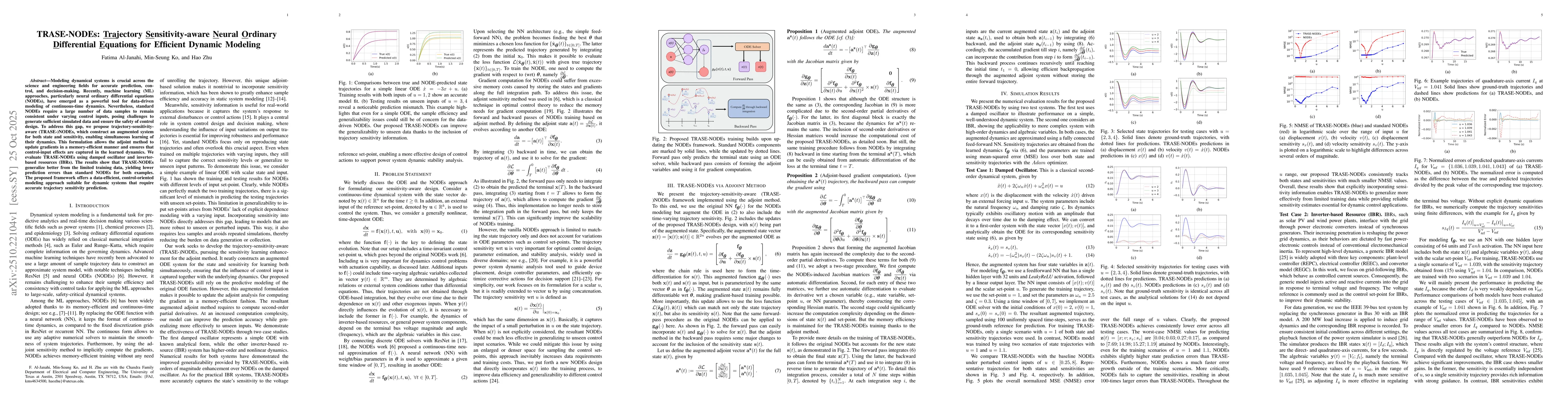 Thumbnail for TRASE-NODEs: Trajectory Sensitivity-aware Neural Ordinary Differential
  Equations for Efficient Dynamic Modeling