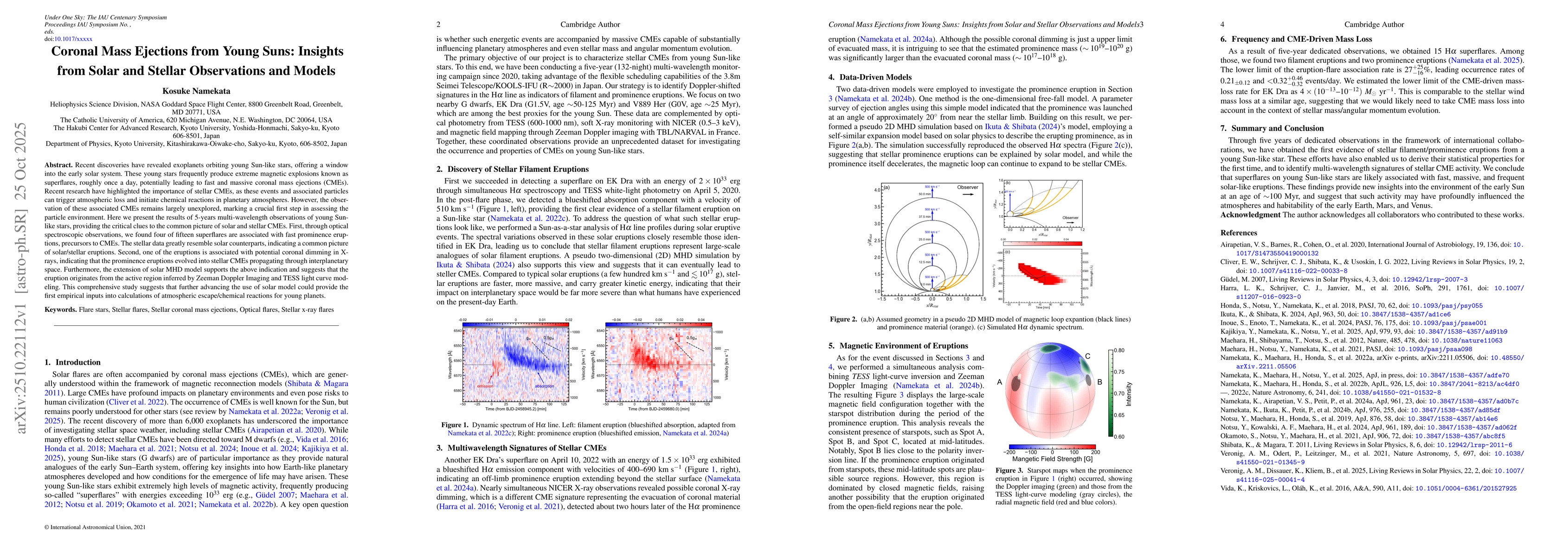 Thumbnail for Coronal Mass Ejections from Young Suns: Insights from Solar and Stellar
  Observations and Models