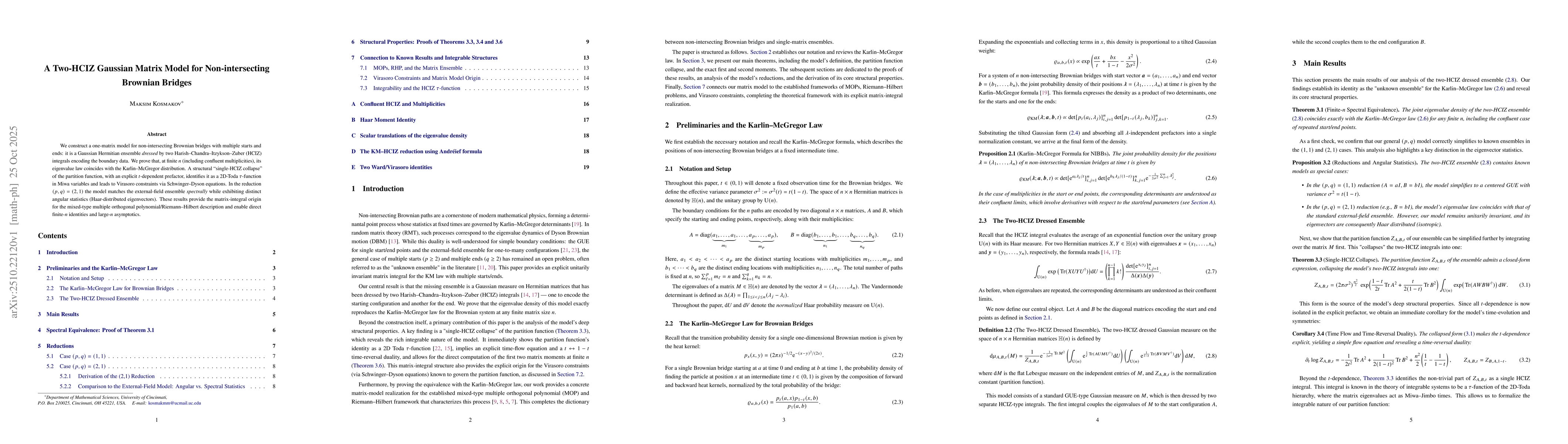 Thumbnail for A Two-HCIZ Gaussian Matrix Model for Non-intersecting Brownian Bridges