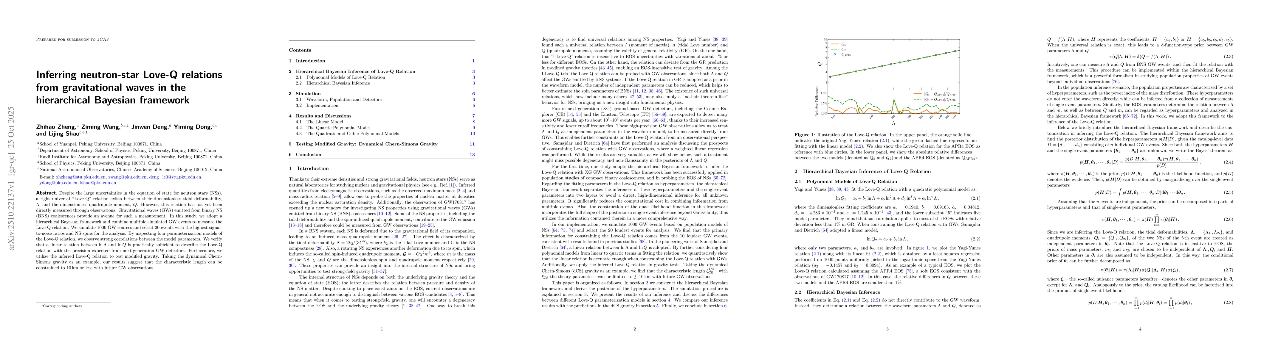 Thumbnail for Inferring neutron-star Love-Q relations from gravitational waves in the
  hierarchical Bayesian framework
