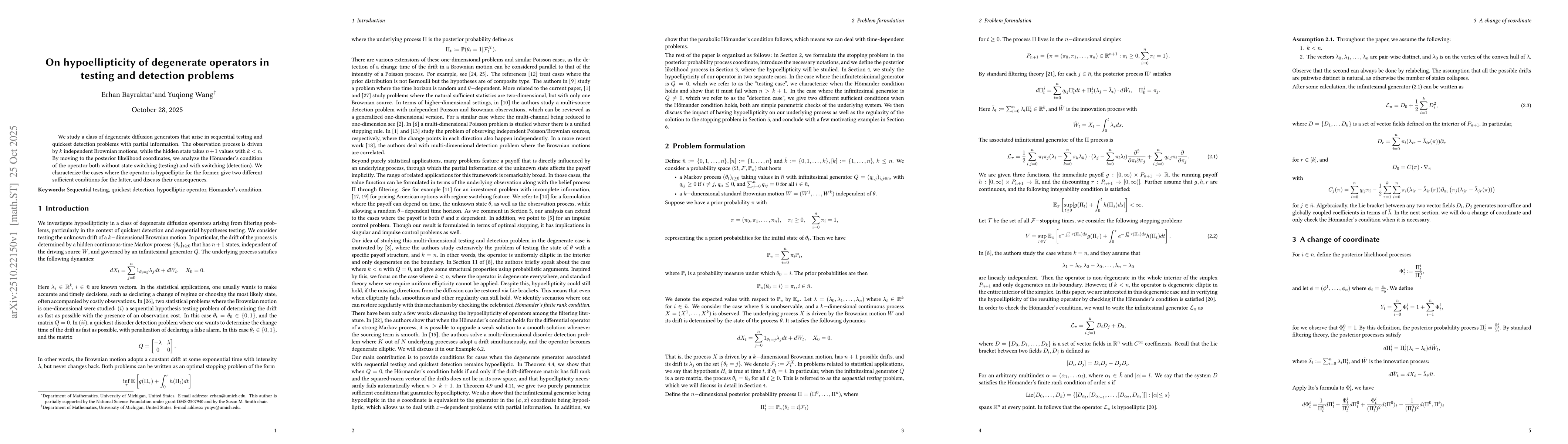 Thumbnail for On hypoellipticity of degenerate operators in testing and detection
  problems