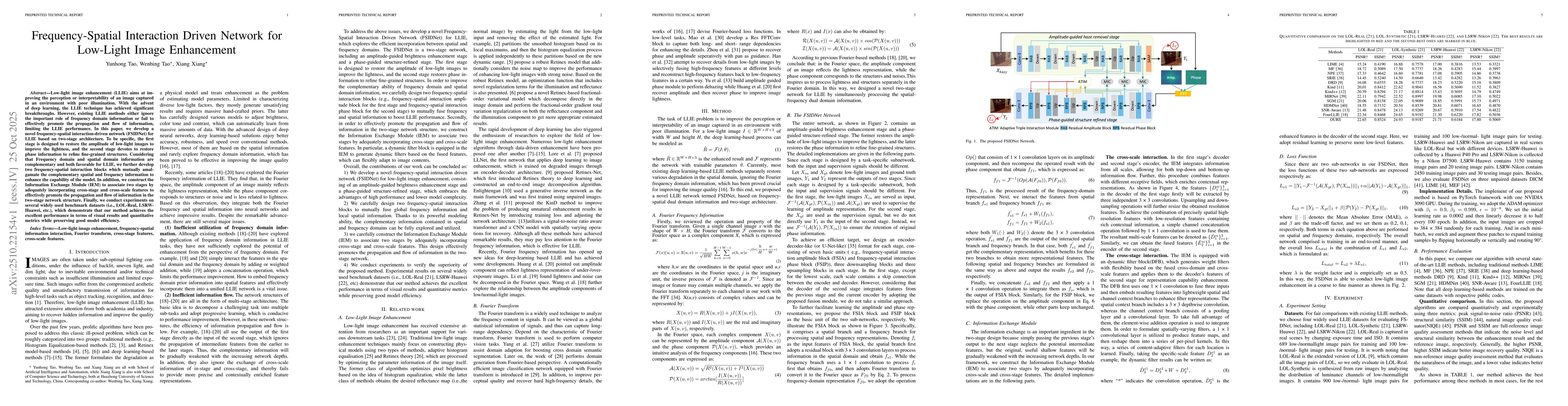Thumbnail for Frequency-Spatial Interaction Driven Network for Low-Light Image
  Enhancement
