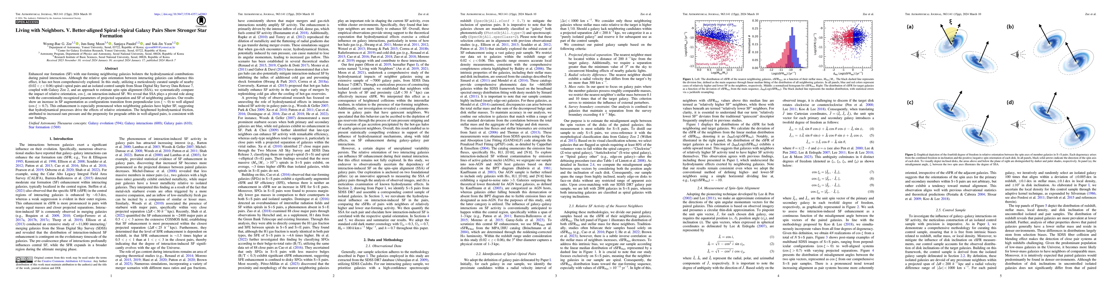 Thumbnail for Living with Neighbors. V. Better-aligned Spiral+Spiral Galaxy Pairs Show
  Stronger Star Formation
