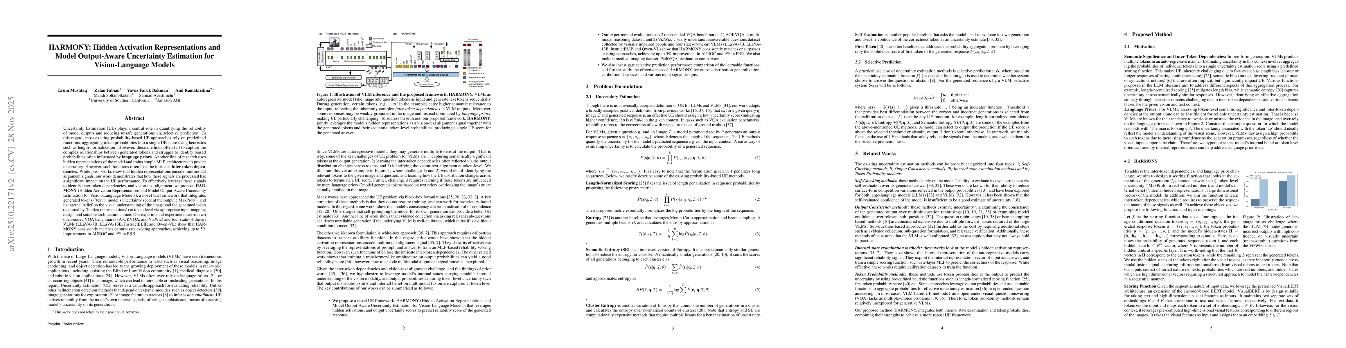 Thumbnail for HARMONY: Hidden Activation Representations and Model Output-Aware Uncertainty Estimation for Vision-Language Models