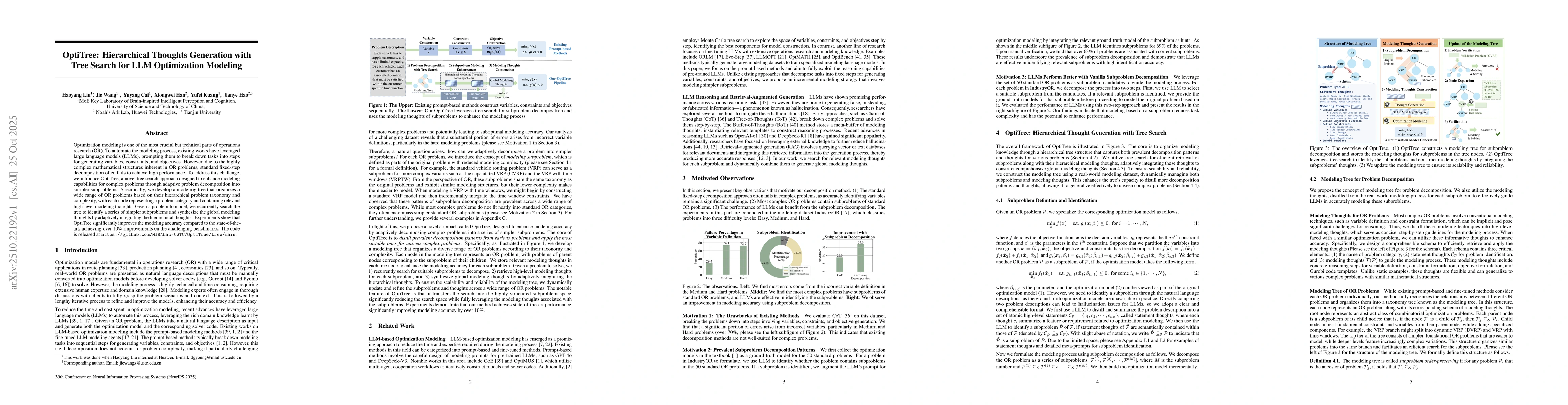 Thumbnail for OptiTree: Hierarchical Thoughts Generation with Tree Search for LLM
  Optimization Modeling