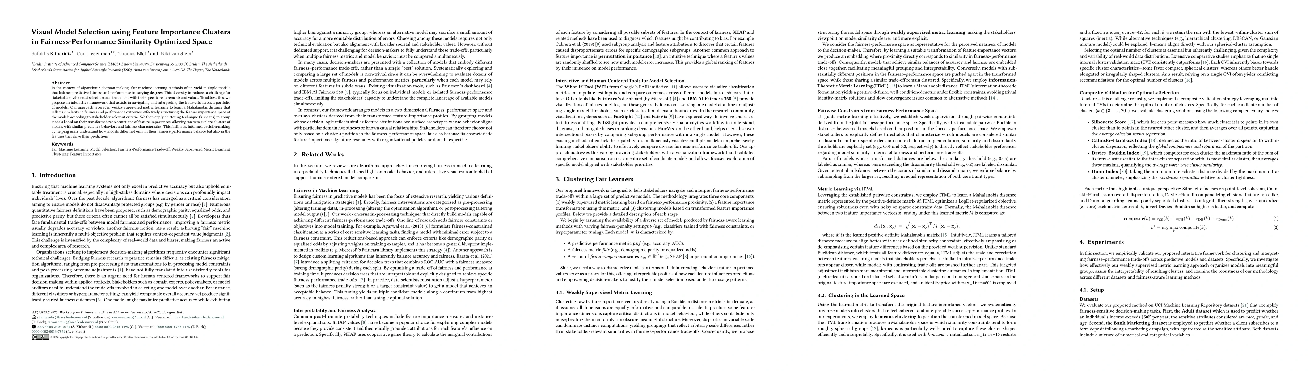 Thumbnail for Visual Model Selection using Feature Importance Clusters in
  Fairness-Performance Similarity Optimized Space