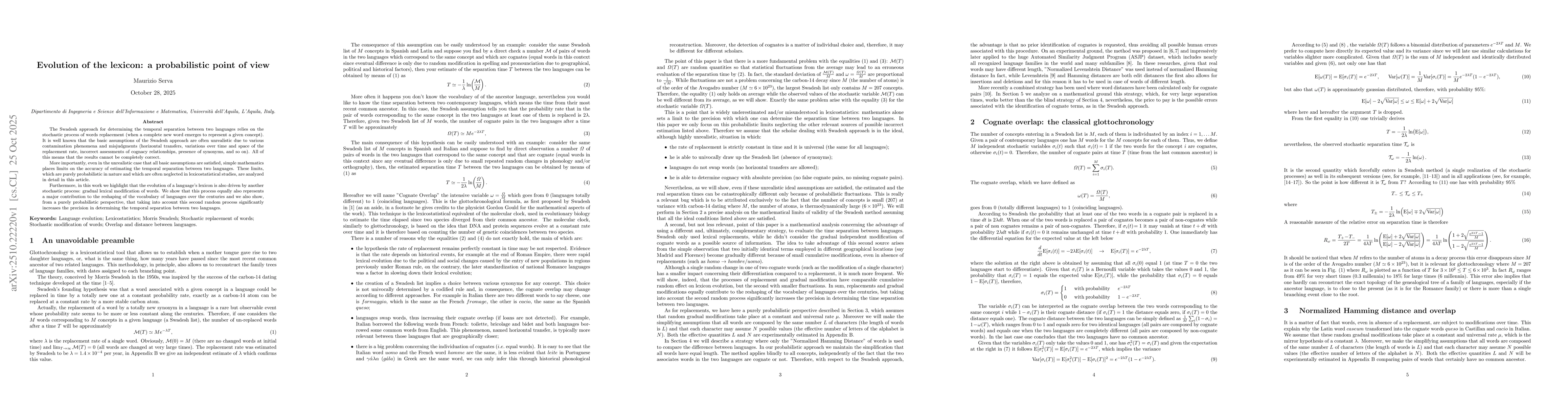 Thumbnail for Evolution of the lexicon: a probabilistic point of view