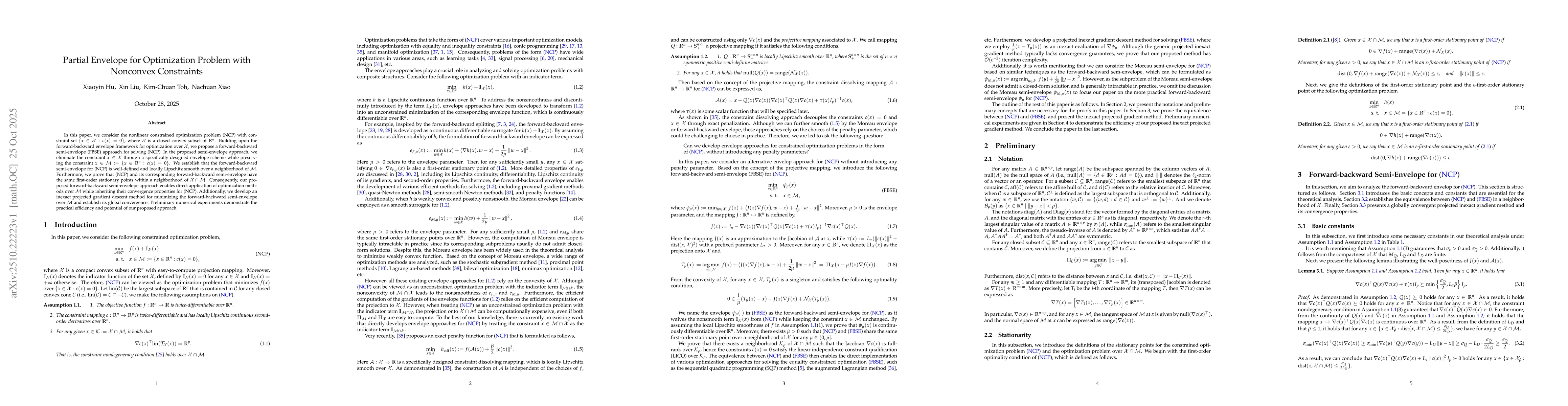 Thumbnail for Partial Envelope for Optimization Problem with Nonconvex Constraints