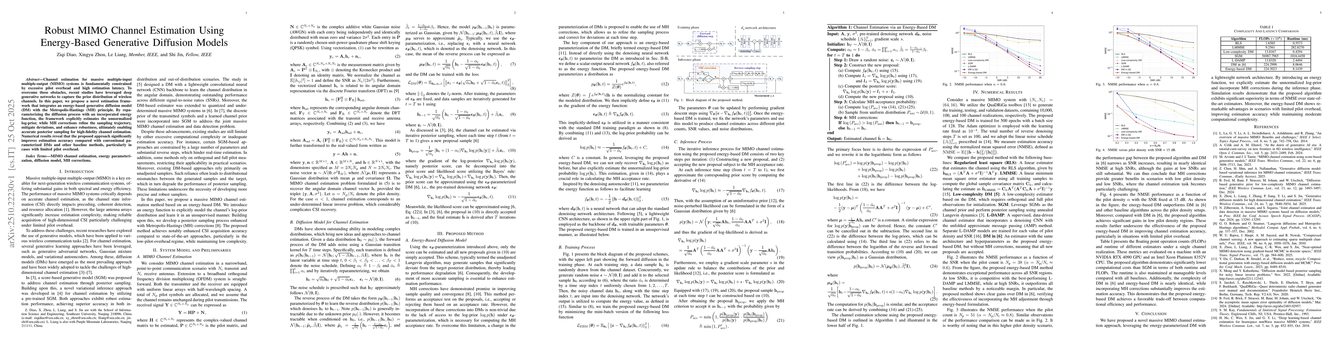 Thumbnail for Robust MIMO Channel Estimation Using Energy-Based Generative Diffusion
  Models