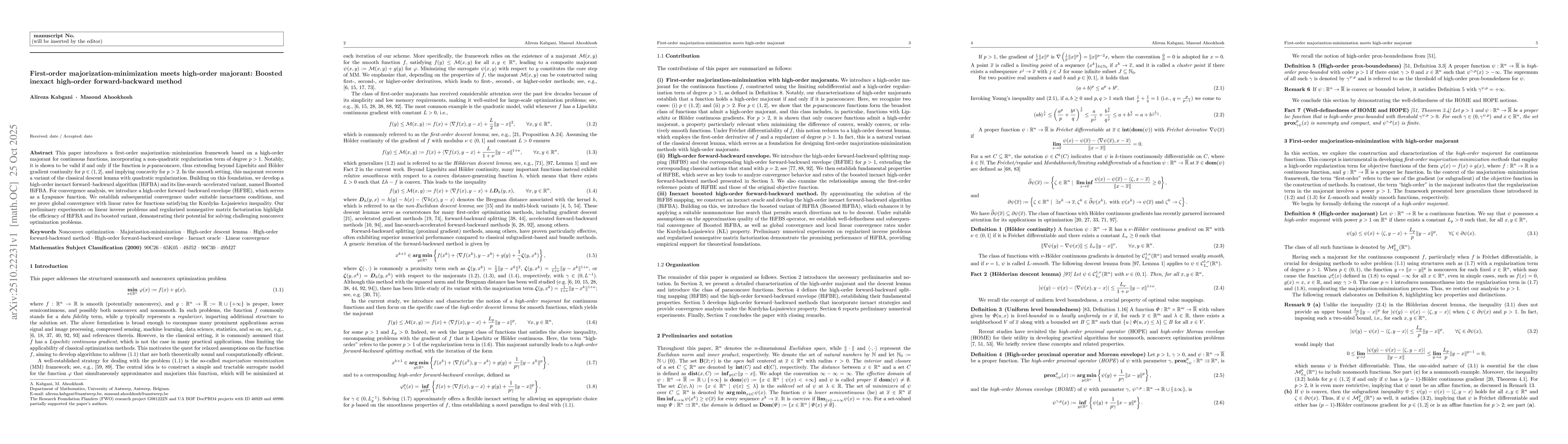Thumbnail for First-order majorization-minimization meets high-order majorant: Boosted
  inexact high-order forward-backward method