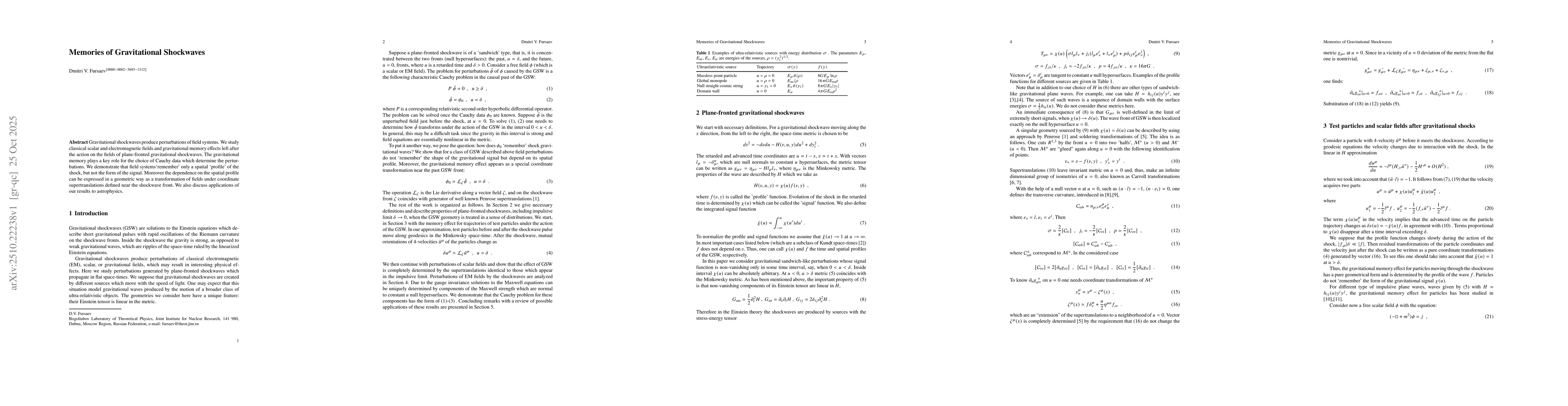 Thumbnail for Memories of Gravitational Shockwaves