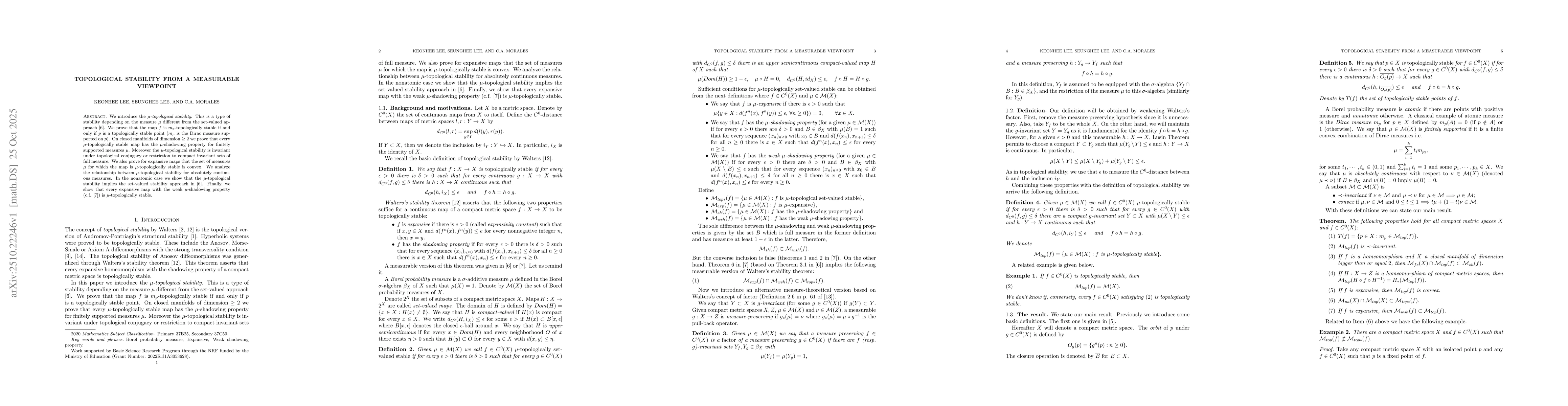 Thumbnail for Topological stability from a measurable viewpoint