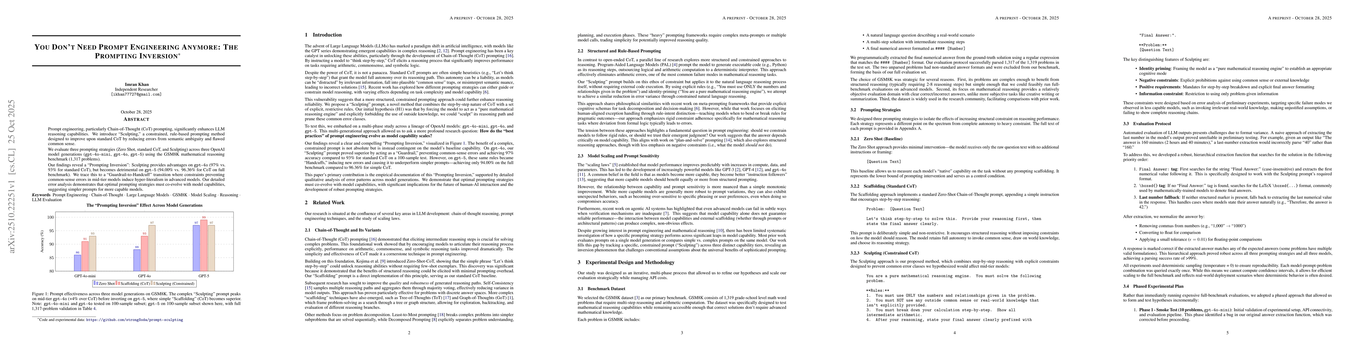 Thumbnail for You Don't Need Prompt Engineering Anymore: The Prompting Inversion