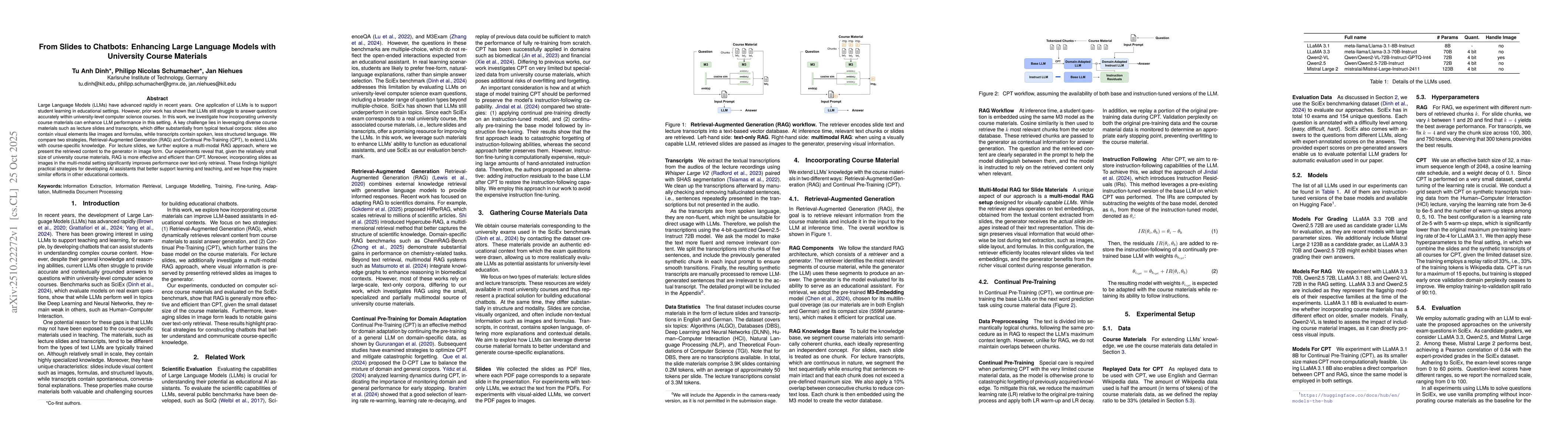 Thumbnail for From Slides to Chatbots: Enhancing Large Language Models with University
  Course Materials