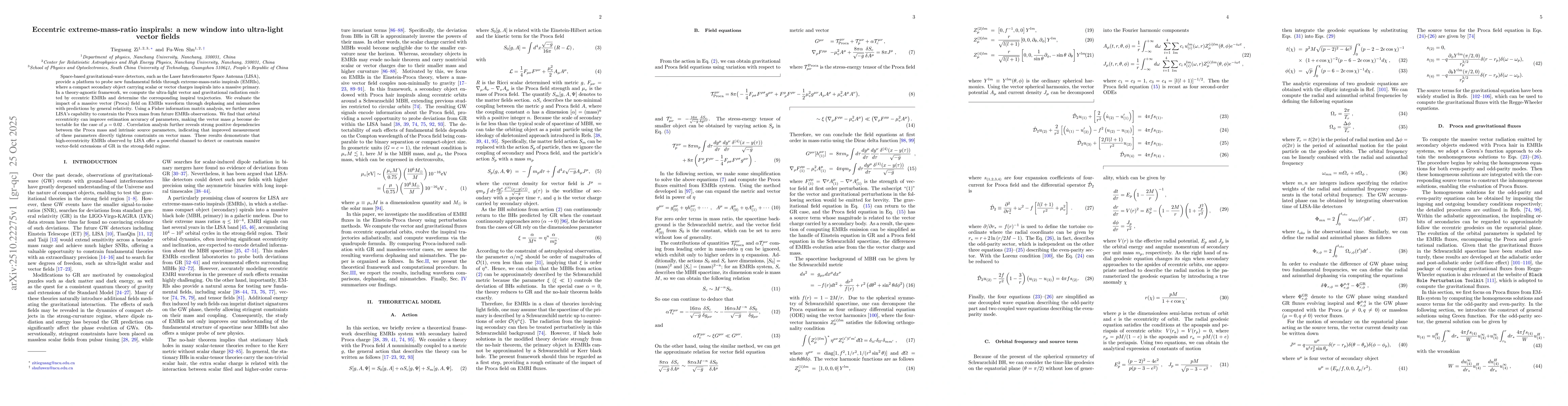 Thumbnail for Eccentric extreme-mass-ratio inspirals: a new window into ultra-light
  vector fields