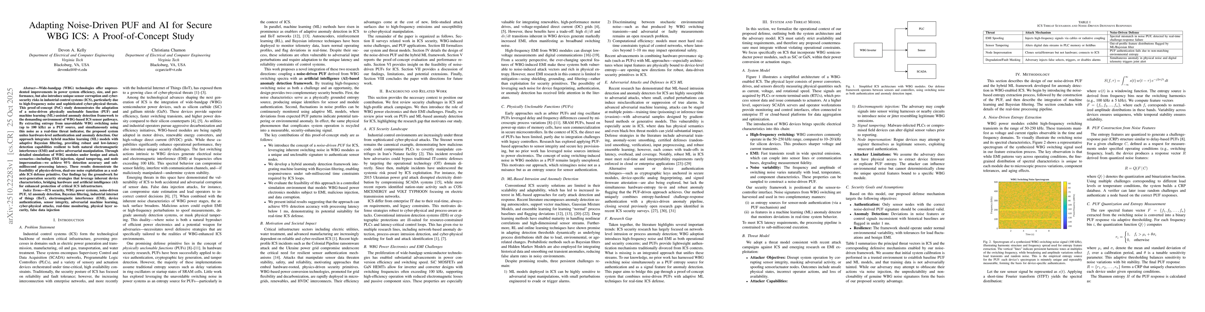 Thumbnail for Adapting Noise-Driven PUF and AI for Secure WBG ICS: A Proof-of-Concept
  Study