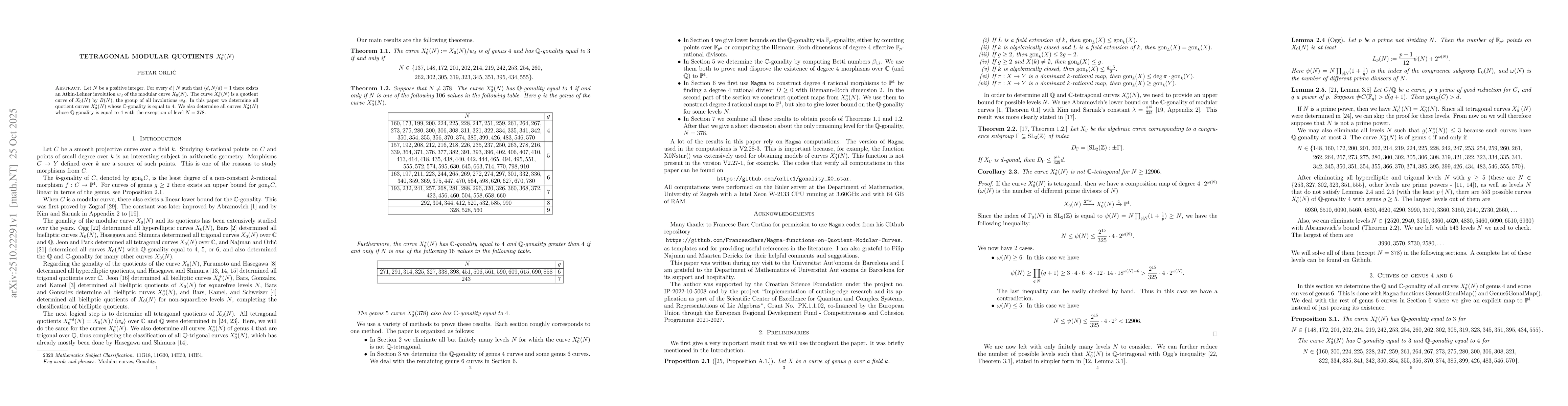 Thumbnail for Tetragonal modular quotients $X_0^*(N)$
