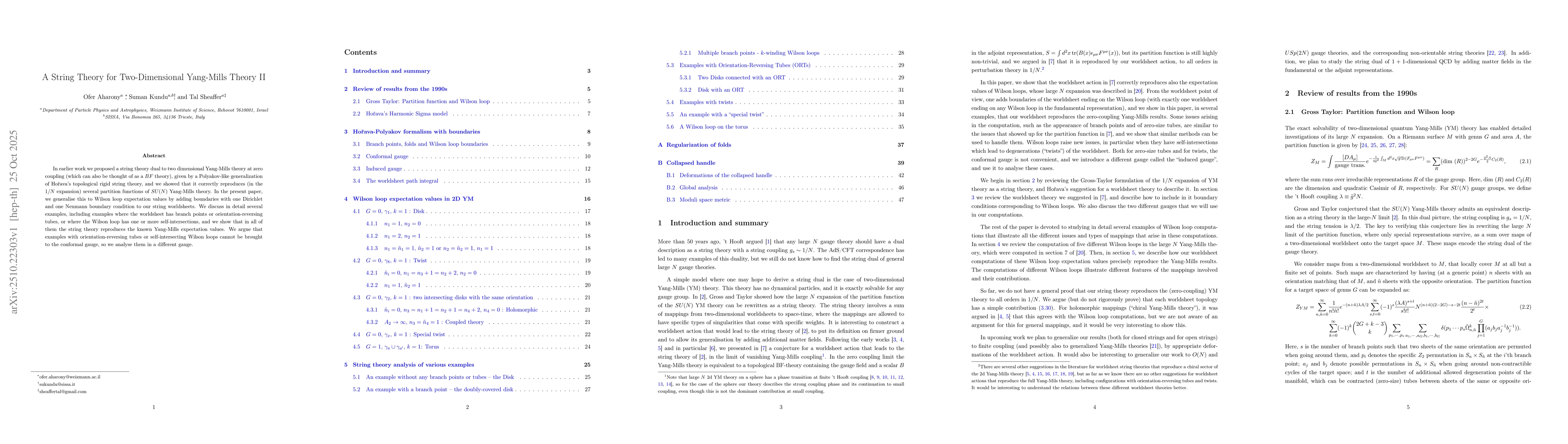 Thumbnail for A String Theory for Two-Dimensional Yang-Mills Theory II