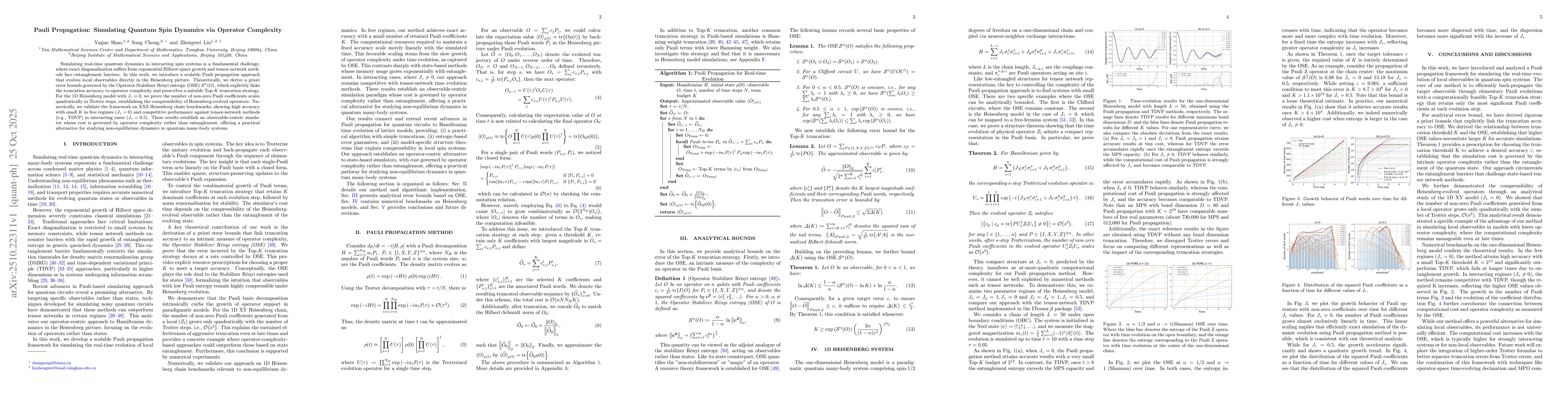 Thumbnail for Pauli Propagation: Simulating Quantum Spin Dynamics via Operator
  Complexity