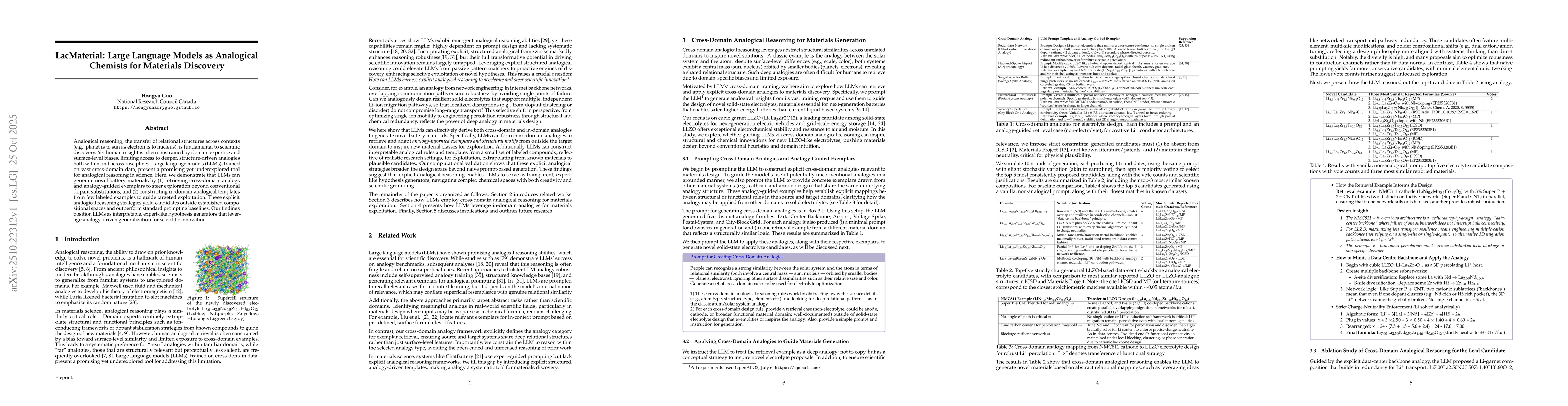 Thumbnail for LacMaterial: Large Language Models as Analogical Chemists for Materials
  Discovery