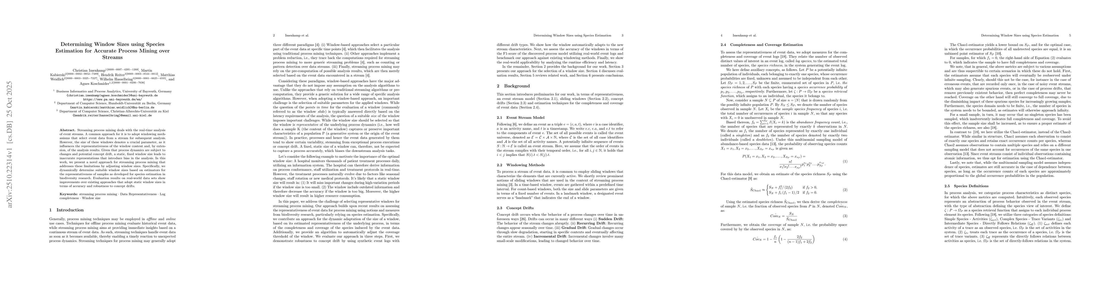 Thumbnail for Determining Window Sizes using Species Estimation for Accurate Process
  Mining over Streams