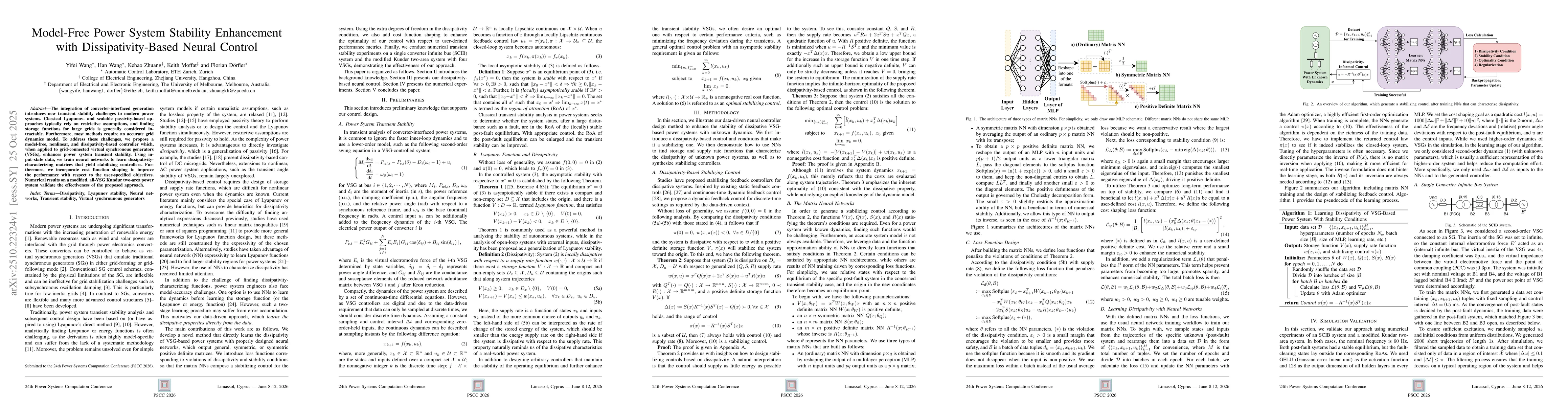 Thumbnail for Model-Free Power System Stability Enhancement with Dissipativity-Based
  Neural Control