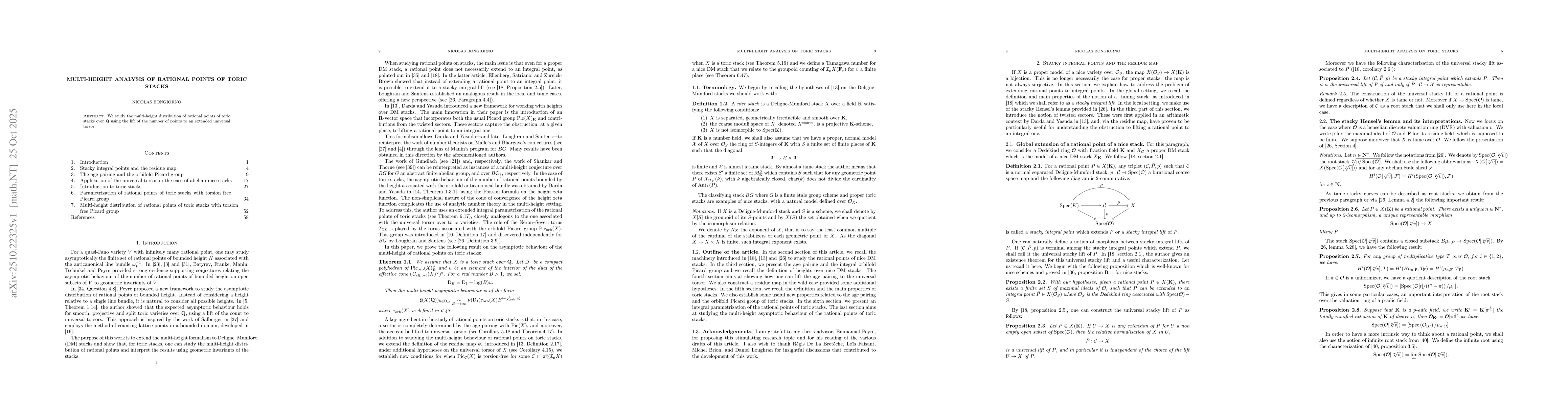 Thumbnail for Multi-height analysis of rational points of toric stacks