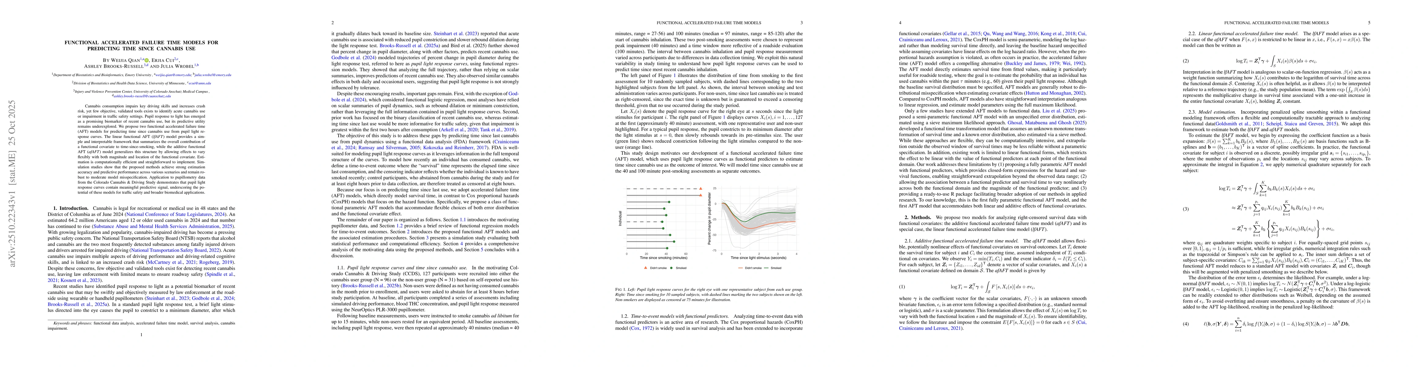 Thumbnail for Functional Accelerated Failure Time Models for Predicting Time Since
  Cannabis Use