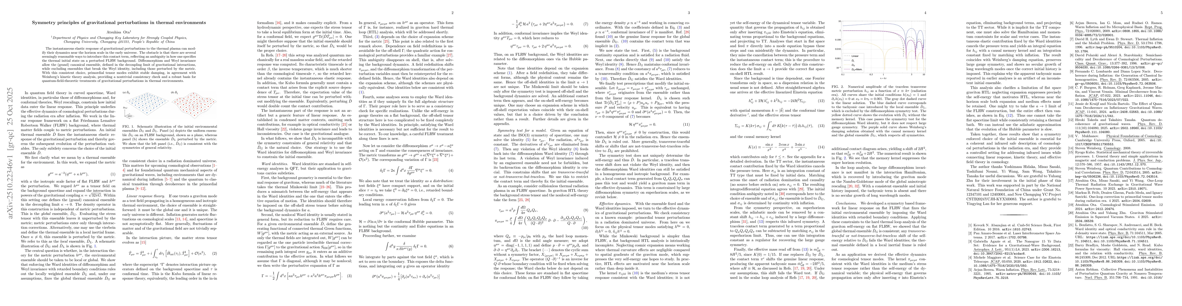Thumbnail for Symmetry principles of gravitational perturbations in thermal
  environments