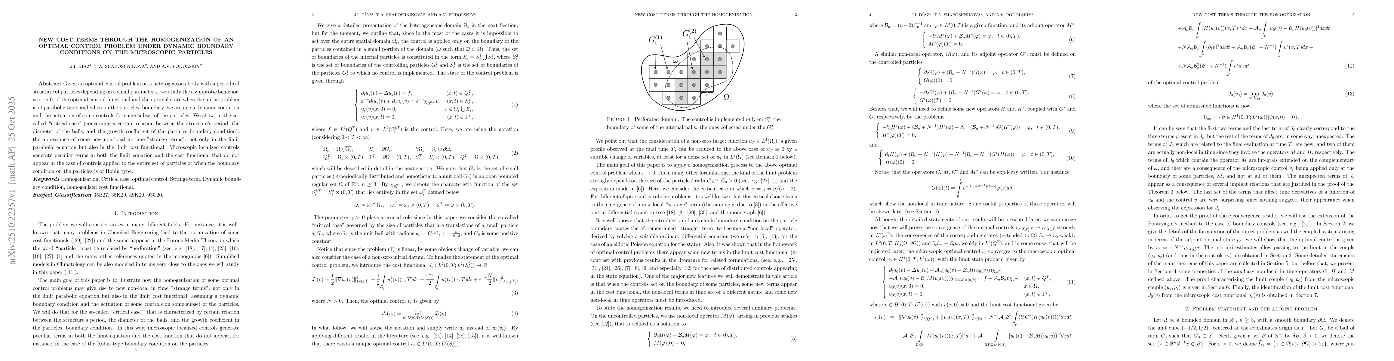 Thumbnail for New cost terms through the homogenization of an optimal control problem
  under dynamic boundary conditions on the microscopic particles