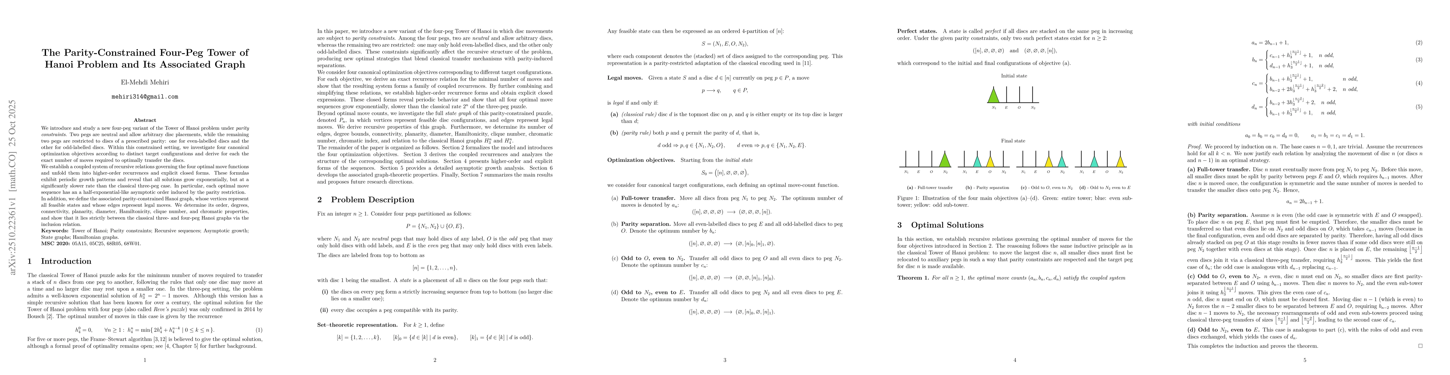 Thumbnail for The Parity-Constrained Four-Peg Tower of Hanoi Problem and Its
  Associated Graph