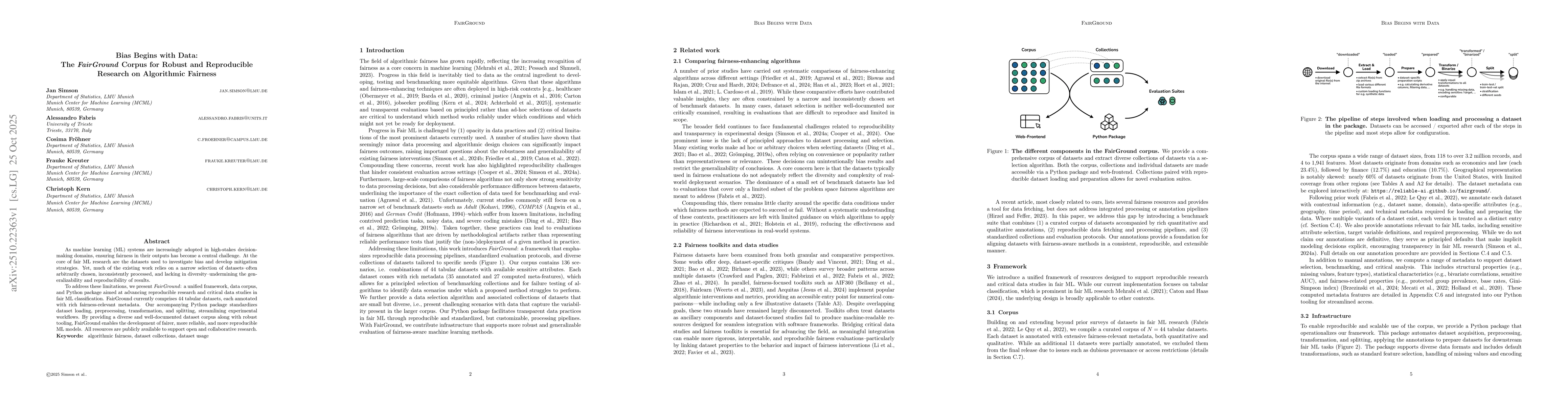 Thumbnail for Bias Begins with Data: The FairGround Corpus for Robust and Reproducible
  Research on Algorithmic Fairness