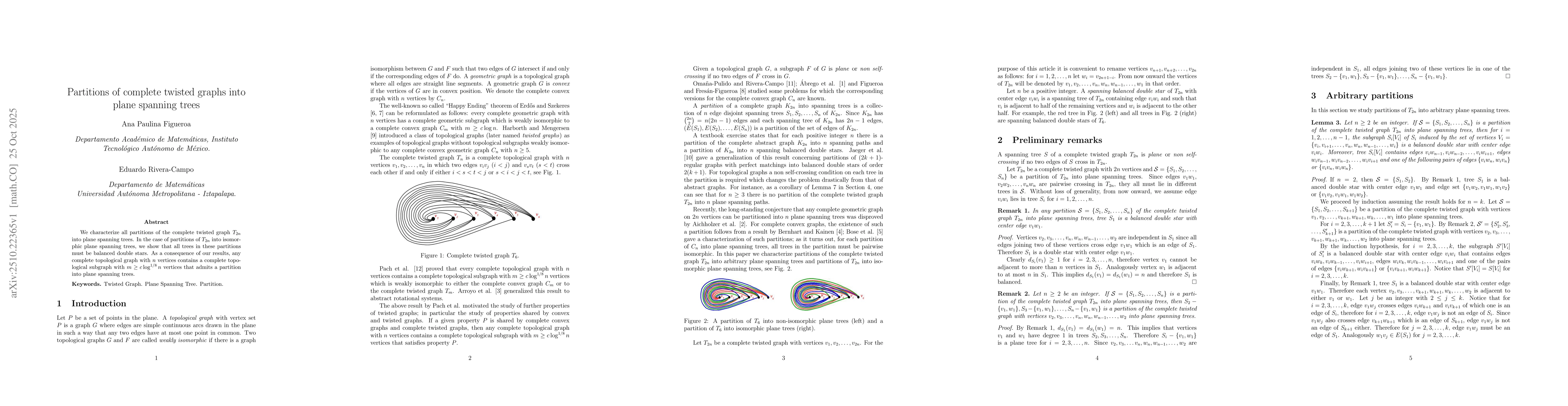 Thumbnail for Partitions of complete twisted graphs into plane spanning trees