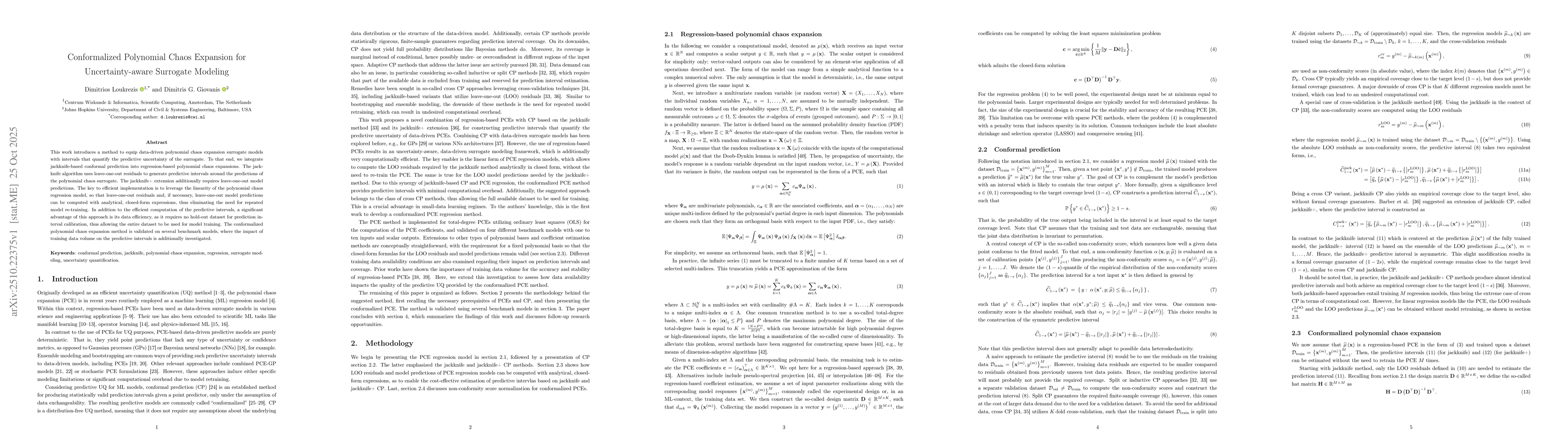 Thumbnail for Conformalized Polynomial Chaos Expansion for Uncertainty-aware Surrogate
  Modeling
