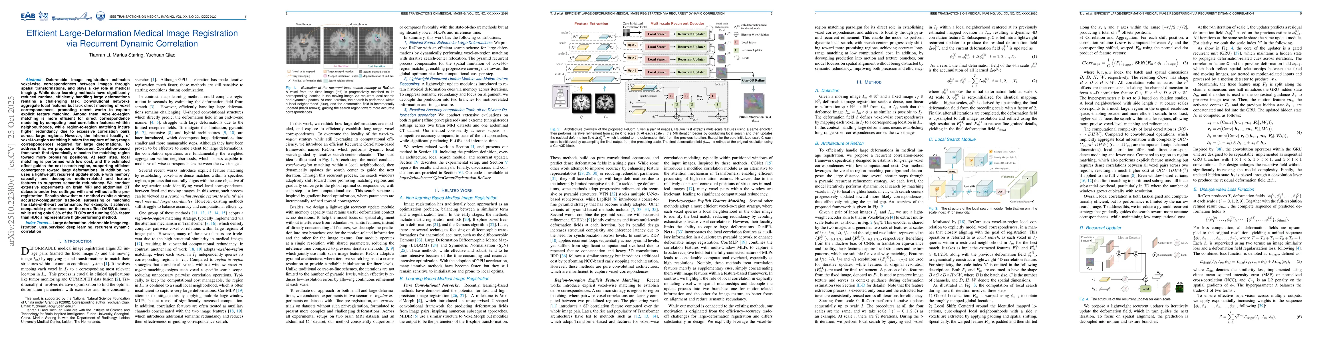 Thumbnail for Efficient Large-Deformation Medical Image Registration via Recurrent
  Dynamic Correlation