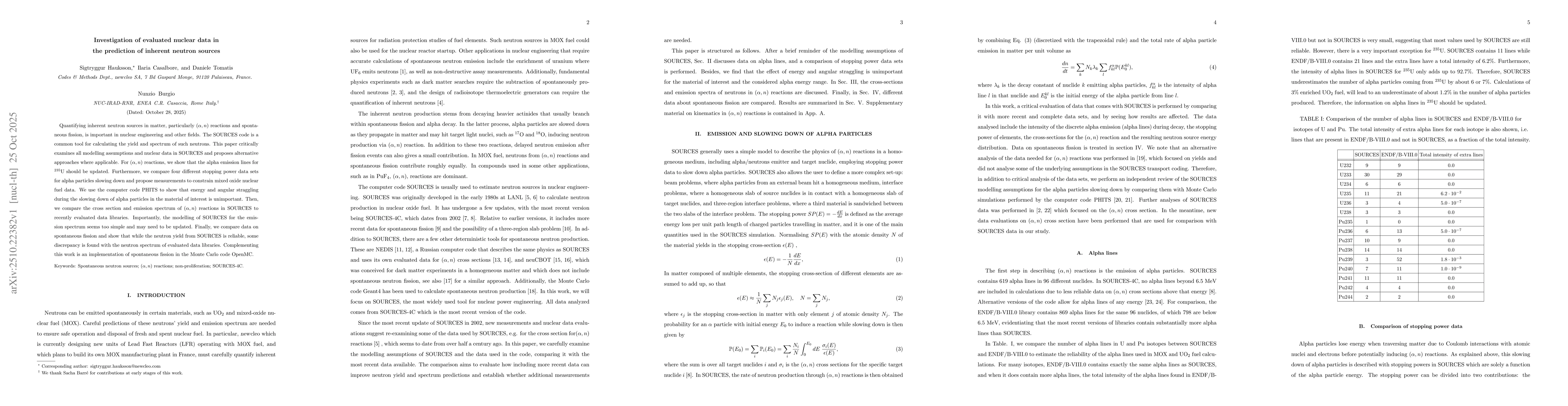 Thumbnail for Investigation of evaluated nuclear data in the prediction of inherent
  neutron sources