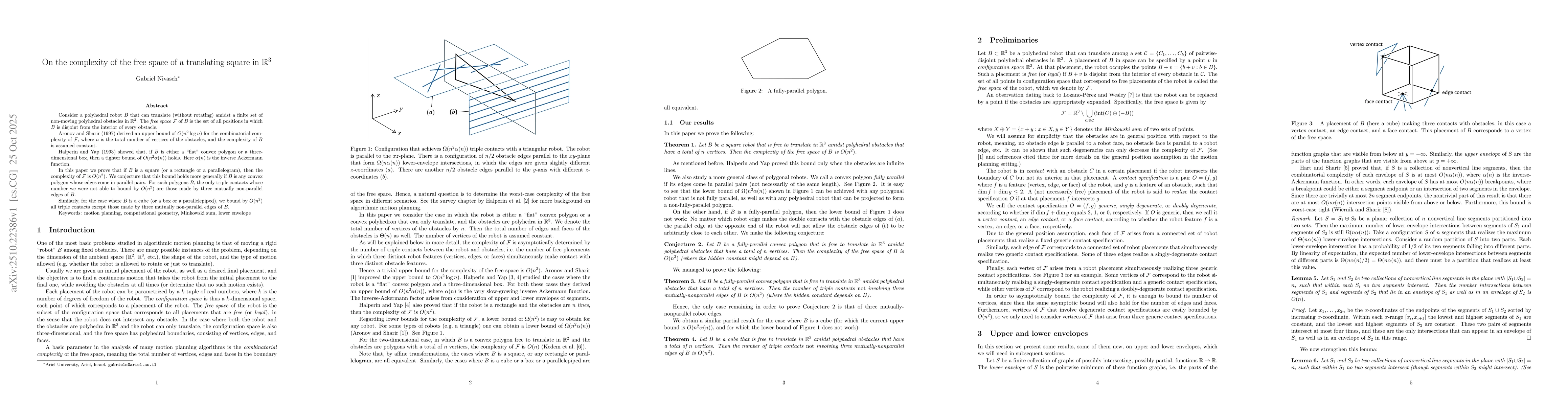 Thumbnail for On the complexity of the free space of a translating square in R^3