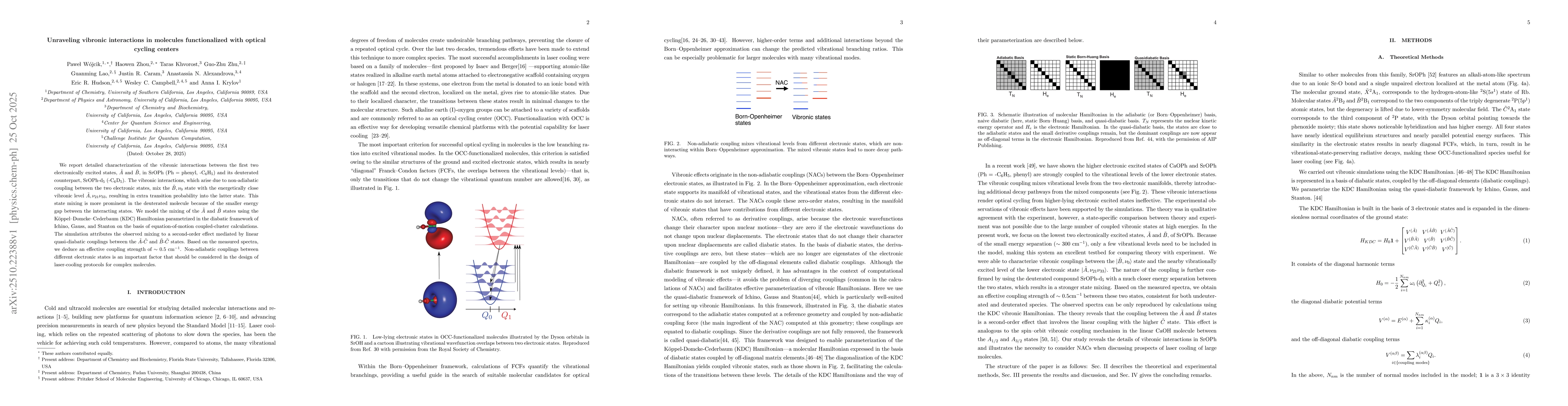 Thumbnail for Unraveling vibronic interactions in molecules functionalized with
  optical cycling centers