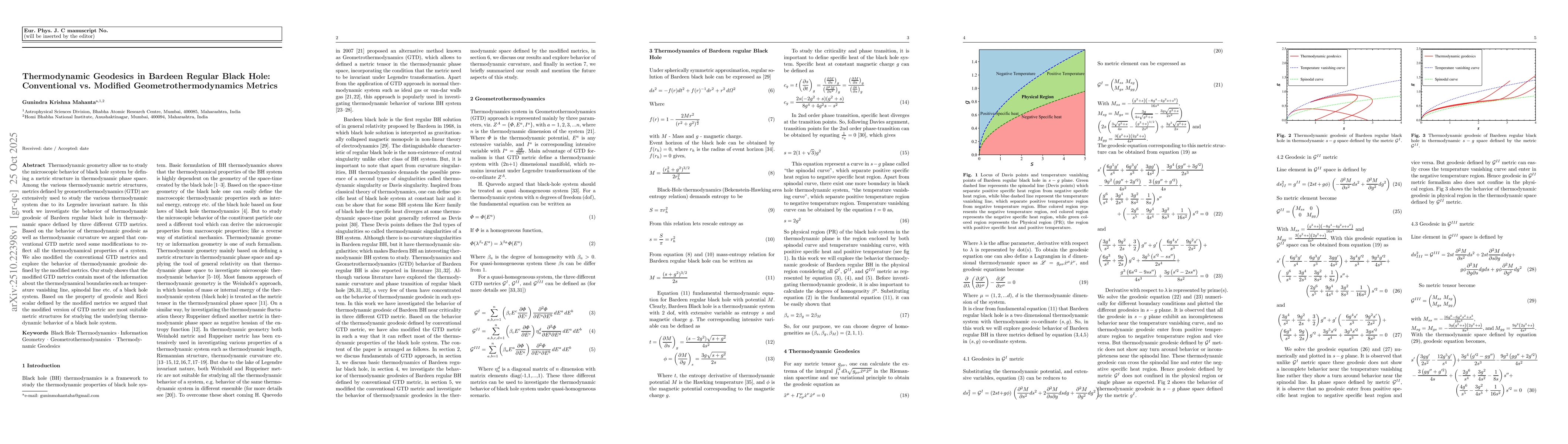 Thumbnail for Thermodynamic Geodesics in Bardeen Regular Black Hole: Conventional vs.
  Modified Geometrothermodynamics Metrics
