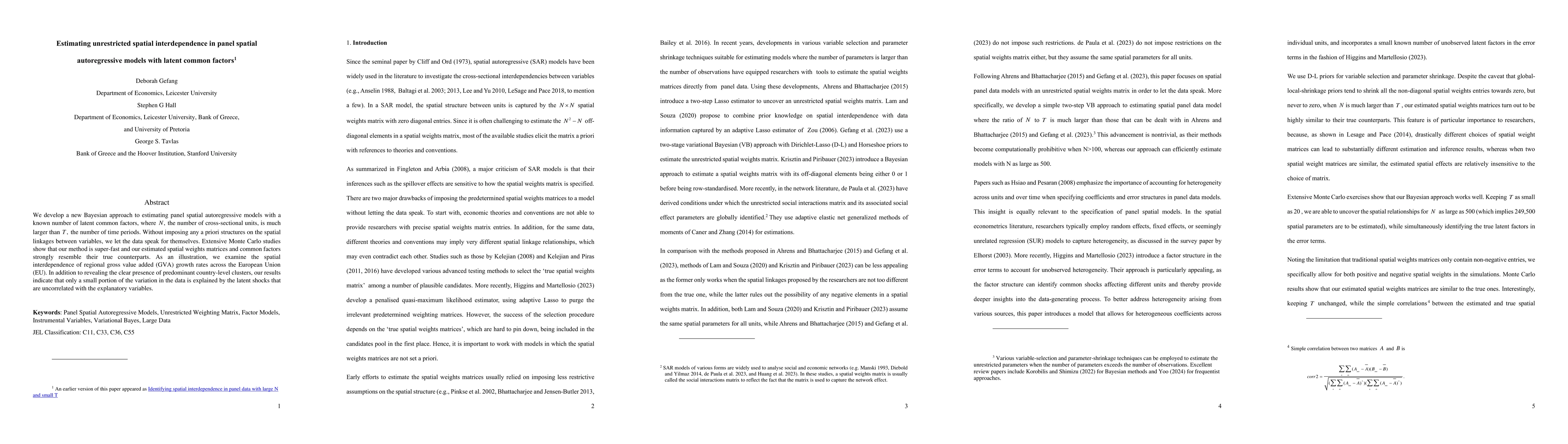 Thumbnail for Estimating unrestricted spatial interdependence in panel spatial
  autoregressive models with latent common factors