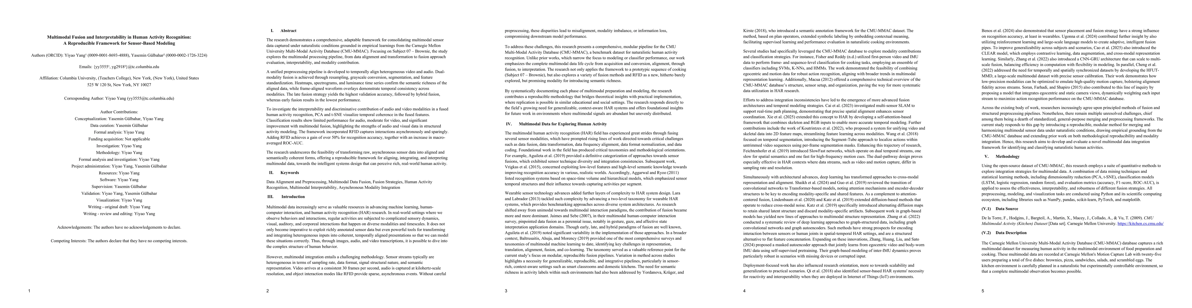 Thumbnail for Multimodal Fusion and Interpretability in Human Activity Recognition: A
  Reproducible Framework for Sensor-Based Modeling
