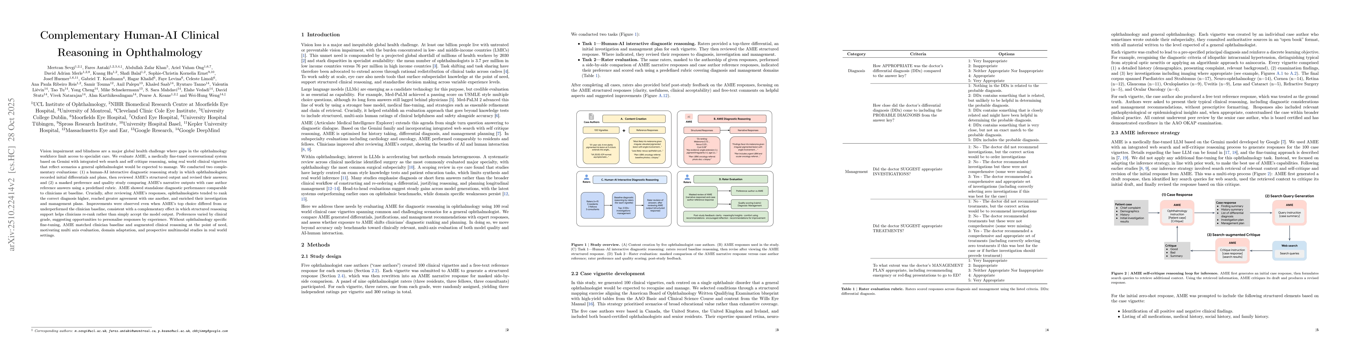 Thumbnail for Complementary Human-AI Clinical Reasoning in Ophthalmology