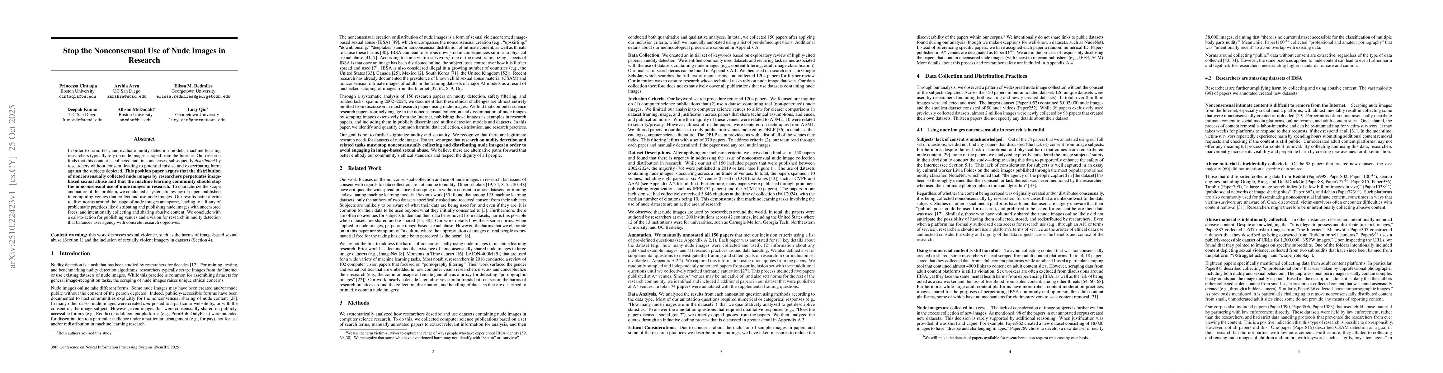 Thumbnail for Stop the Nonconsensual Use of Nude Images in Research