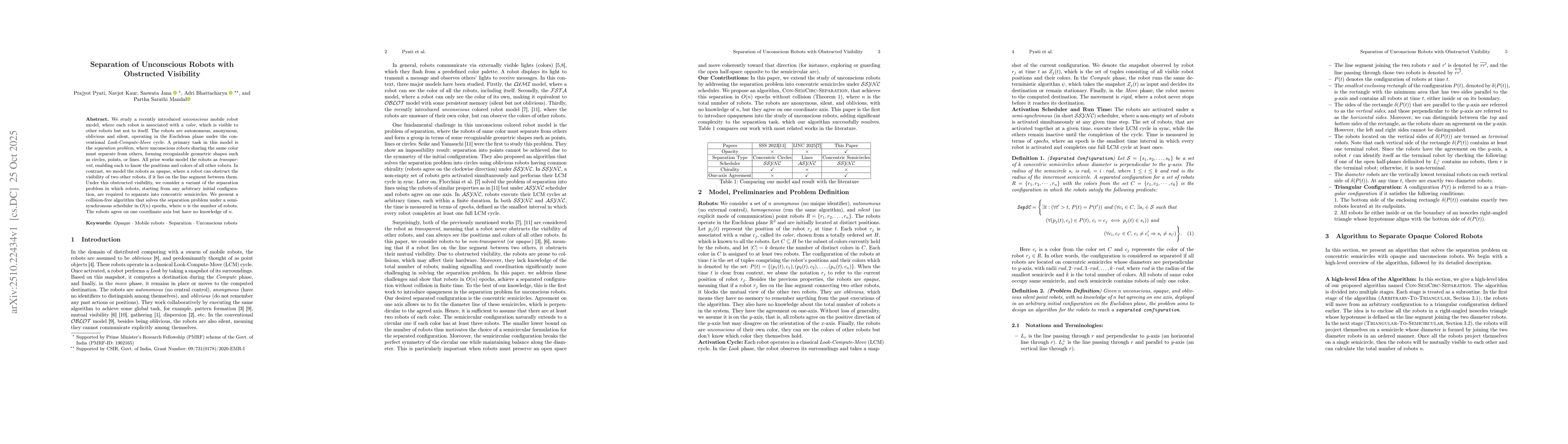 Thumbnail for Separation of Unconscious Robots with Obstructed Visibility