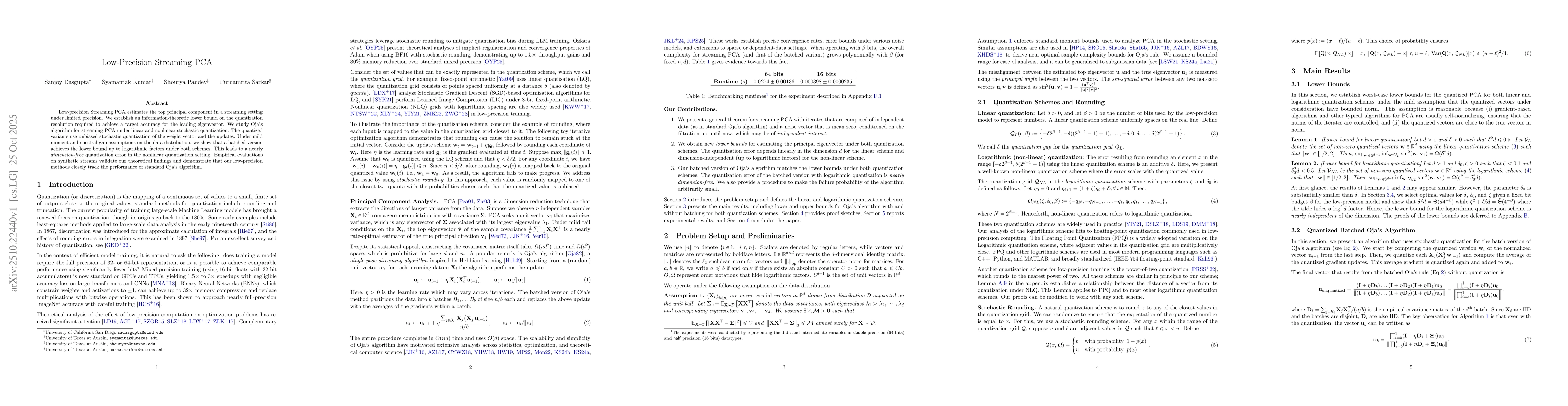 Thumbnail for Low-Precision Streaming PCA