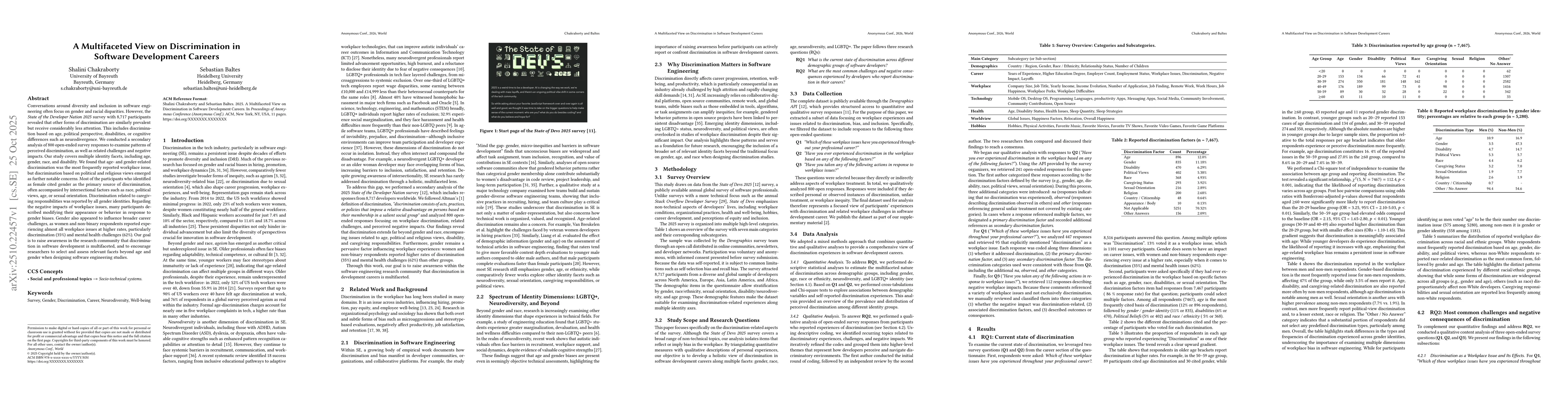 Thumbnail for A Multifaceted View on Discrimination in Software Development Careers