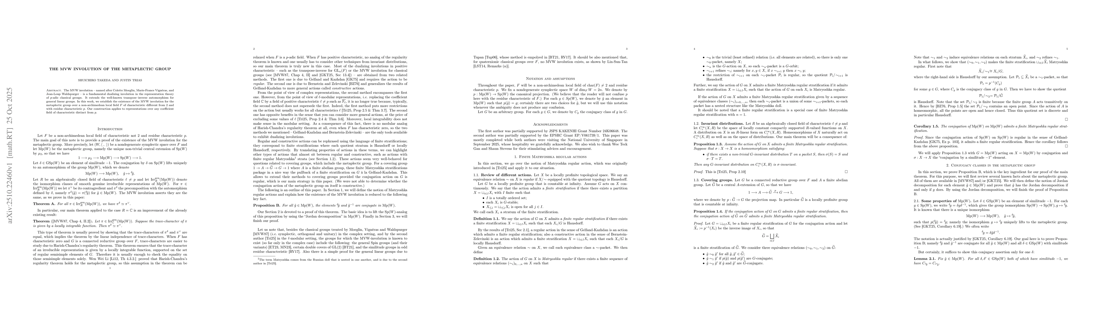 Thumbnail for The MVW involution of the metaplectic group